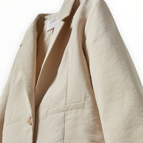 ZARA Kids | Ecru | CROP BLAZER - Picture 3 of 5